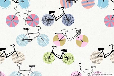 Bike Pattern, Unfortunate Events, Bicycle Art, Textile Designer, Z Arts, Creative Portfolio, Print Inspiration, Pretty Prints, Pattern Illustration