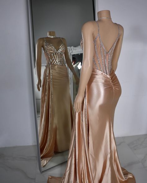 Champagne Satin 🥂 In-stock and ready to ship or pick up! LyniraLabel.com Sparkly Fashion, Prom Dress Inspo, Dress Date Night, Prom Dance, Fancy Gowns, Senior Prom Dresses, Woman Suit Fashion, Senior Prom, Dress Sketches