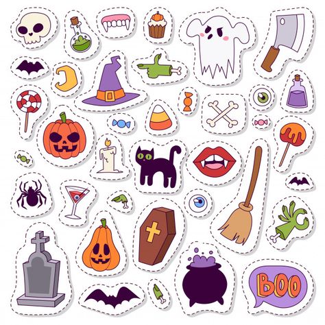 Descubra milhares de vetores Premium disponíveis nos formatos AI e EPS Gambar Halloween, Halloween Stickers Printable, Imprimibles Halloween, Horror Design, Halloween Symbols, Tumblr Stickers, October Halloween, Halloween Drawings, Bullet Journal Doodles