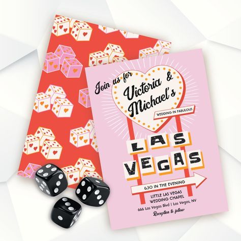 Las Vegas Wedding heart sign Invitation Las Vegas Save The Date Ideas, Vegas Wedding Invite, Vegas Invitations, Elope Party, Retro Vegas Wedding, Vegas Font, Las Vegas Party Invitations, Vegas Wedding Party, Vegas Save The Date