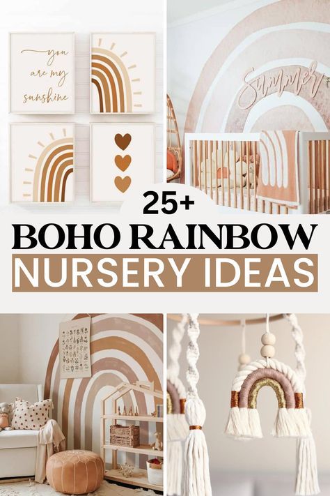 Rainbow Nursery Ideas, Girls Nursery Rainbow, Rainbow Nursery Theme, Boho Nursery Girl, Boho Rainbow Nursery, Nursery Decor Ideas, Boho Baby Room, Ikea Nursery, Rainbow Nursery Decor