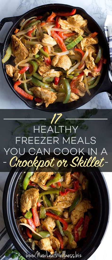 I really love my crockpot, but sometimes I'm in a pinch for lunch or dinner and need something that I can cook in a pan on my stovetop. These healthy recipes can be prepared in the crockpot or on the stove in a skillet. Make Ahead Freezer Meals, Healthy Freezer Meals, Freezer Meal Prep, Freezer Cooking, Make Ahead Meals, Healthy Crockpot, Skillet Meals, Frozen Meals, 21 Day Fix