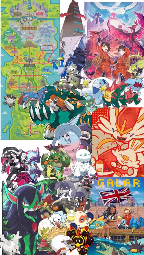 Collage of Pokémon from the Pokémon Sword and Shield A Collage, Pokemon, Collage, Pokémon