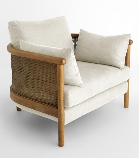 Rattan Armchair Living Room, Melides Art, Cane Armchair, Soho House Barcelona, Caned Armchair, Wooden Sofa Set Designs, Hm Home, Small Apartment Interior, Wooden Sofa Set