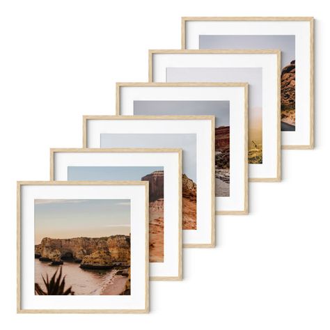 Beige Picture, Haus And Hues, Gallery Wall Frame Set, Picture Frame Mat, Wood Gallery Frames, Natural Oak Wood, Photo Wall Gallery, Gallery Frames, Metal Picture Frames