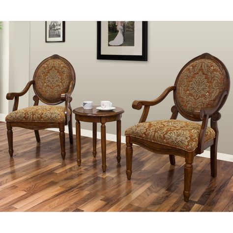 Best Master Furniture S Miranda 3 Piece Traditional Living Room Accent 64ec7242a70a3 - Best mast... Accent Chair And Table, Colonial Coffee Table, Coffee Table And Chair, Traditional Accent Chair, Accent Furniture Living Room, Lodge Ideas, Chair And Table, Accent Chair Set, Eco Lodge