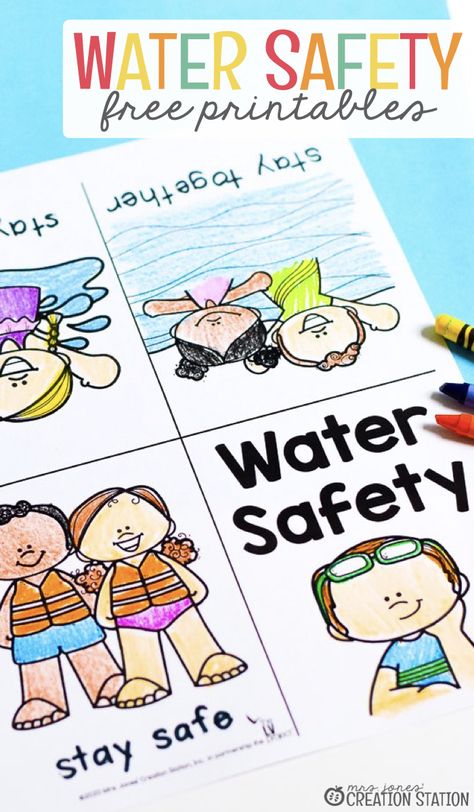 Safety Kindergarten Activities, Summer Safety Preschool, Water Safety Activities Preschool, Summer Safety Activities, Water Safety Activities, Safety Town, Safety Worksheets, Teaching Safety, Safety Crafts