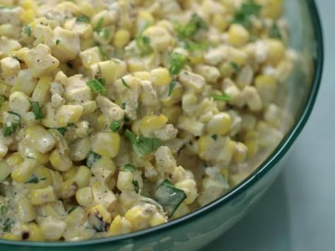 Grilled Mexican Street Corn Salad - Recipe from Food Network: Delicious Miss Brown | BFF Reunion Season 2, Episode 11 | Grilled Mexican Street Corn Salad, Delicious Miss Brown, Grilled Mexican Street Corn, Mexican Street Corn Salad Recipe, Kardea Brown, Seafood Mac And Cheese, Street Corn Salad, Barbecue Sides, Zesty Salad