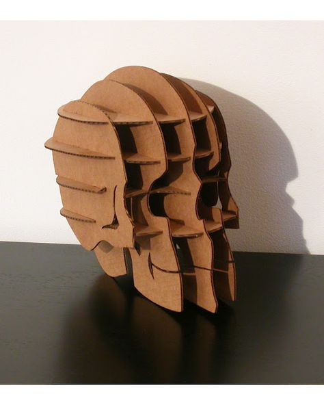 Skull cardboard art Cardboard Skull, Cardboard Art Sculpture, Karton Design, Cardboard Sculpture, Eating Before Bed, Recycled Cardboard, Cardboard Art, Healthy Food Delivery, Cardboard Paper