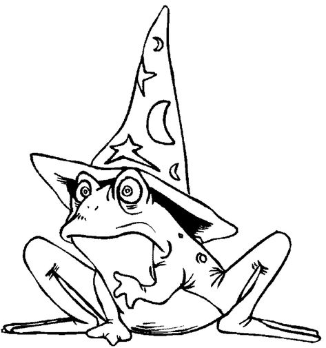 Magic Coloring Pages - Best Coloring Pages For Kids Cute Halloween Drawings, Coloring Pages For Grown Ups, Frog Coloring Pages, Witch Coloring Pages, Halloween Coloring Book, Fun Printable, Halloween Drawings, A Frog, Halloween Coloring Pages