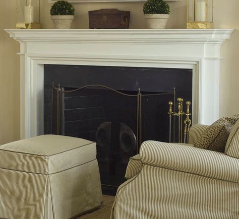 The Most Beautiful Fireplace Mantels | White Mantels | Part I White Fireplace With Wood Mantle, Fireplace With Wood Mantle, Furniture Room Ideas, Darryl Carter, Rules For Living, White Mantel, Decorating Rules, Marble Fireplace Mantel, Interior Window Shutters