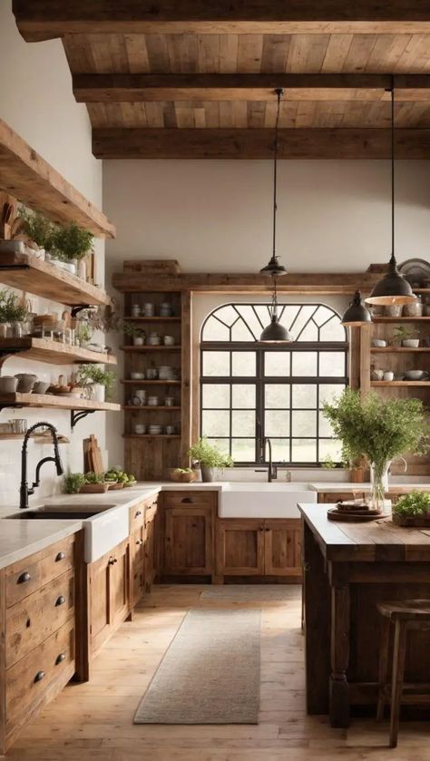 Embracing the Rustic Charm: Farmhouse Kitchen Design Ideas Kitchens 2024, Indoor Designs, Rustic Country Kitchens, Country Kitchens, Popular Trends, Rustic Kitchen Design, Modern Appliances, Farmhouse Kitchen Design, Rustic Farmhouse Kitchen