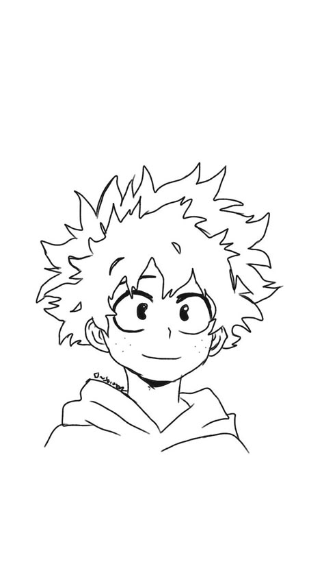 Mha Drawings Deku, Deku Lineart, Deku Sketch, Deku Drawing, Character Outline, Funny Drawings, Clipart Black And White, Mini Drawings, Sketches Easy