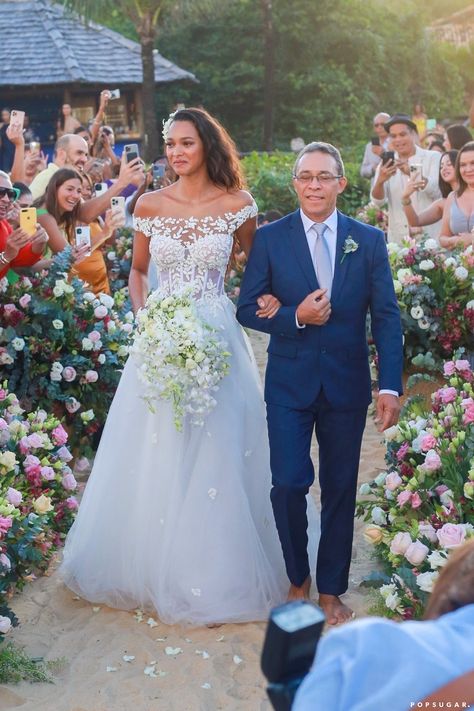 Joakim Noah, Beachfront Wedding, Galia Lahav Wedding Dress, Lais Ribeiro, Corset Gown, Celebrity Wedding Dresses, Vogue Wedding, Galia Lahav, Victoria Secret Angels