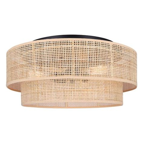 BELLAMY 3 Light Flush Mount, Black Finish - On Sale - Bed Bath & Beyond - 40267930 Light Watch, Contemporary Ceiling Light, Rattan Shades, Ceiling Light Design, Steel Lighting, Semi Flush Ceiling Lights, Light Fixtures Flush Mount, Ceiling Height, Low Ceiling