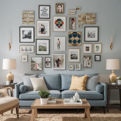 Gallery wall ideas💖💖💖 Gallery Wall Ideas, Grey Couch Living Room, Grey Couches, Gray Wall, Gallery Walls, White Living, White Living Room, Wall Ideas, Living Room Grey