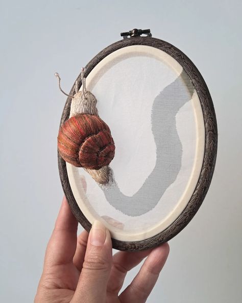 Just a little snail traveling across my @nurge.embroidery hoop ✨️🐌 Snail Embroidery, African Snail, Contemporary Embroidery, Embroidery Inspiration, Embroidery Hoop, Embroidery, Quick Saves