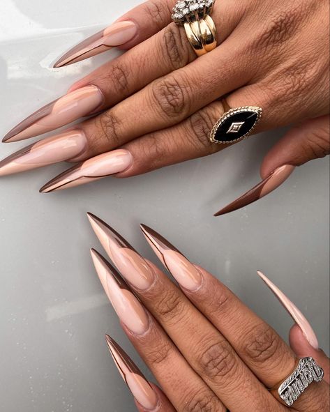 November Nails Stilleto, Brown Stilleto Nails Designs, Fall Stelito Nails, Fall Pointy Nails, Fall Nails 2023 Stilleto, Fall Stilleto Nails Long, Stiletto Fall Nails, Fall Stilleto Nails, Brown Stiletto Nails