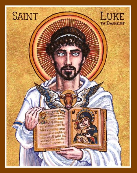 St. Luke the Evangelist icon by ~Theophilia on deviantART St Mark The Evangelist, Mark The Evangelist, Luke The Evangelist, St Luke, Santi Cattolici, Saint Matthew, Saint Mark, Saint Luke, Ink Watercolor