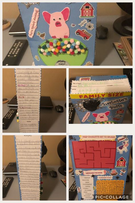 Cereal box book report example Book Report Ideas Elementary, Cereal Box Book Report, Charlotte's Web Book, Book Report Projects, Kids Cereal, Social Studies Education, Reading Projects, Homeschool Writing, Library Skills