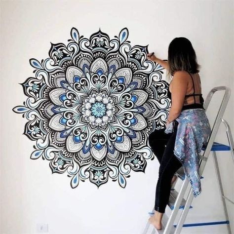 Mandala Wall Art Murals, Buddha Wall Painting, Wall Art Murals, Buddha Art Drawing, Creative Wall Painting, Wal Art, Mandala Wall Decor, Mandala Wallpaper, Design Art Drawing