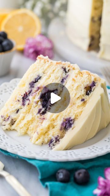 Samantha Merritt on Instagram: "You’ve seen it on my feed before, but this is your sign THAT YOU NEED to try it!

This Lemon Blueberry Cake is the PERFECT dessert! Each layer is studded with blueberries and frosted with a bright and refreshing lemon icing.

For the recipe, comment "recipe" or find it here: https://sugarspunrun.com/lemon-blueberry-cake/

#lemonblueberrycake #cake #cakesofinstagram #goodeats #dessertoftheday #viralreels #caketime #celebration #celebrationcake #madefromscratch #huffposttaste @thefeedfeed" Blueberry Zucchini Cake, Lemon Cake Filling, Fluffy Cheesecake, Lemon Blueberry Cake, Lemon Blueberry Cheesecake, Lemon Cream Cheese Frosting, Lemon Frosting, Lemon Icing, Lemon Buttercream