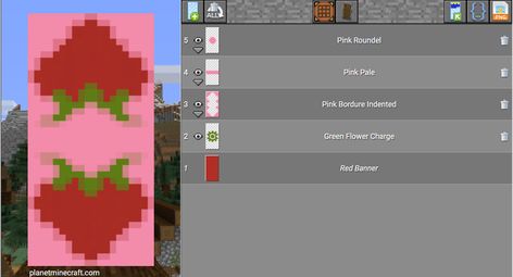 Cute Minecraft Banner Designs Heart, Minecraft Flag Design Pink, Cute Banners In Minecraft, Cottagecore Banner Minecraft, Minecraft Cute Pixel Art, Mincraft Baners Cute, Pink Banners Minecraft, Pink Banner Ideas Minecraft, Ice Cream Banner Minecraft