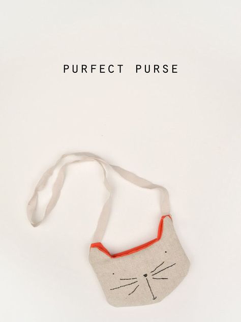 Whip Up Wednesday: Purfect Purse Cute Animal Faces, Cat Purse, Kids' Bag, Sewing Projects For Kids, Pattern Sewing, Bags Tutorial, Diy Couture, Animal Faces, Fabric Bags