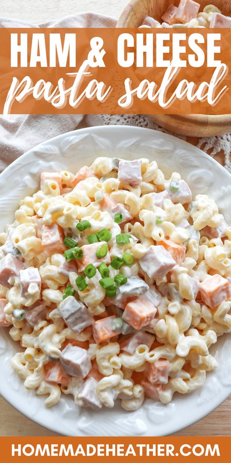 The best Ham & Cheese Pasta Salad Recipe Ham Pasta Salad Cold, Cold Ham Salad, Ham Pea And Cheese Pasta Salad, Ham And Cheese Salad Recipe, Ham Ranch Pasta Salad, Pasta Ham Salad Recipes, Cold Pasta Salad With Ham, Ham And Cheese Pasta Salad Cold, Pasta And Ham Salad