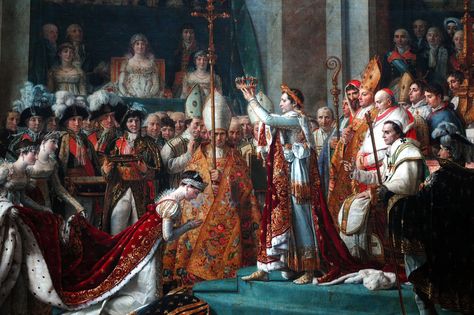 Consecration of the Emperor Napoleon I and Coronation of the Empress Josephine: 1805-1807 by Jacques Louis David  (Musee du Louvre, Paris, France) - Neo-Classical Jacque Louis David, David Painting, Apology Letter, Empress Josephine, Pieter Bruegel The Elder, Europe Continent, Early Middle Ages, Napoleon Bonaparte, Louvre Paris