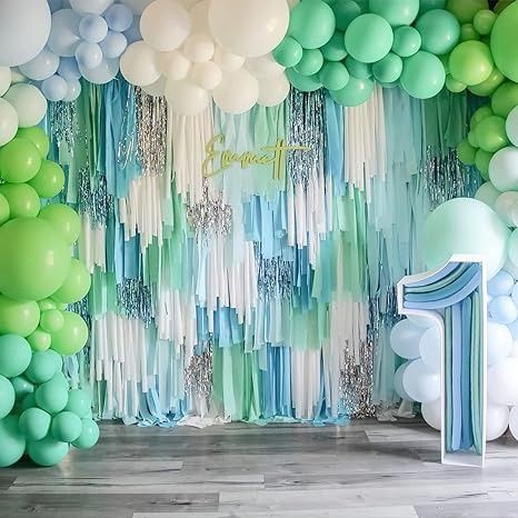 Amazon.com: PartyWoo Crepe Paper Streamers 8 Rolls 656ft, Pack of Blue, Pastel Blue, Green, Lime and White Party Streamers for Birthday Decorations, Party Decorations, Wedding Decorations (1.8 Inch x 82 Ft/Roll) : Home & Kitchen Streamers Backdrop, Streamer Decorations, Streamer Backdrop, Crepe Paper Streamers, Party Streamers, Paper Streamers, Blue Pastel, Decorations Party, Decorations Wedding