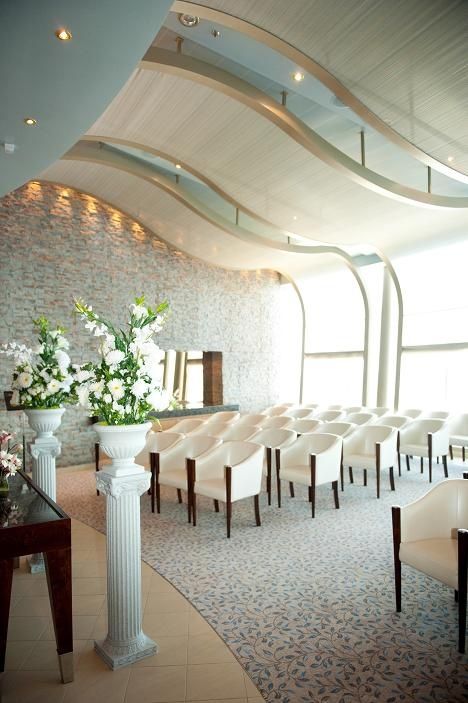 Allure of the Seas Wedding Chapel.  www.SimpleTravelDeals.com Royal Caribbean Wedding Cruise, Wedding On A Cruise Ship, Cruise Wedding Ideas, Royal Caribbean Wedding, Cruise Weddings, Cruise Ship Wedding, Ocean Backdrop, Allure Of The Seas, Caribbean Honeymoon