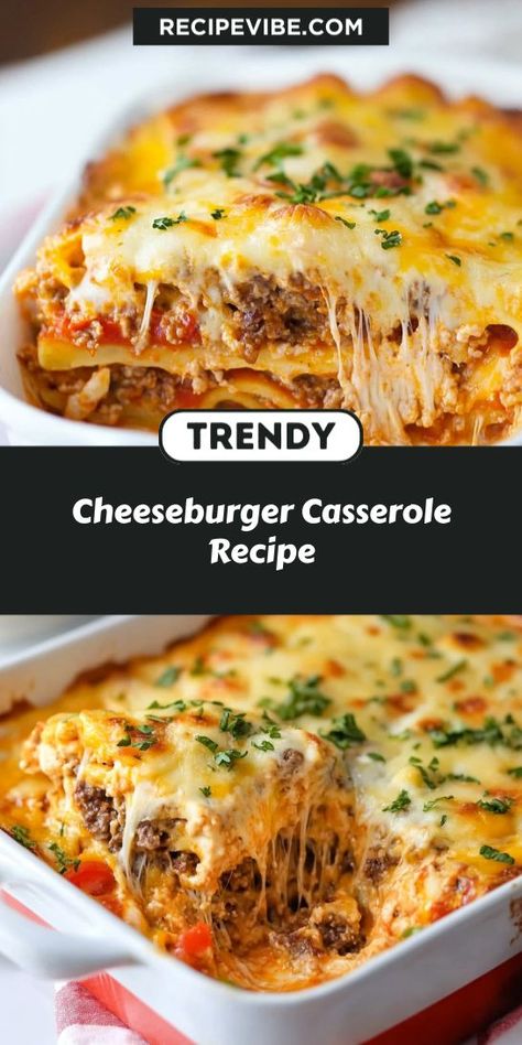 Looking for a comforting meal that combines your favorite flavors? This Cheeseburger Casserole Recipe delivers all the deliciousness of a classic cheeseburger in a hearty casserole form. Perfect for busy weeknights, save this to whip up a satisfying ground beef dish later! Easy Cheeseburger Casserole, Casserole With Ground Beef, Cheeseburger Casserole Recipe, Fresh Tomato Pasta, Dinner Experience, Meal Inspiration, Macaroni Pasta, Ground Beef Dishes, Cheeseburger Casserole