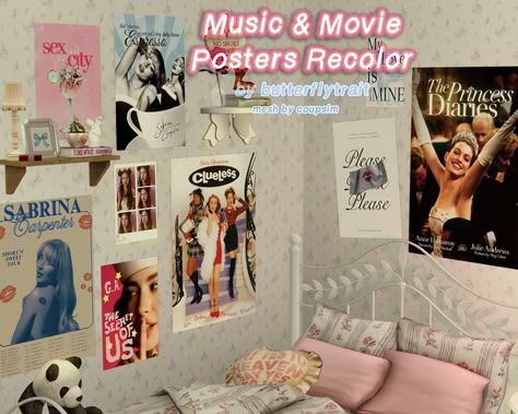 music & movie posters recolor ⋆౨ৎ˚⟡˖ ࣪ | Patreon Sims 4 Music Posters, Sims 4 Sabrina Carpenter, Sabrina Carpenter Sims 4 Cc, Sims 4 Posters Cc, Chapel Roan, Sims 4 Cc Eyes, Sims 4 Traits, Play Sims 4, Sims 4 Bedroom