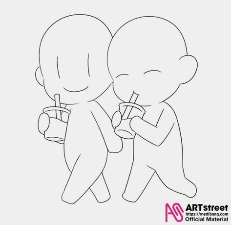 Chibi Art Base 2 People, Trace Drawings Ideas, Duo Art, Poses Anime, 3d Karakter, Chibi Girl Drawings, Chibi Sketch, Kartu Valentine, Illustrations Art