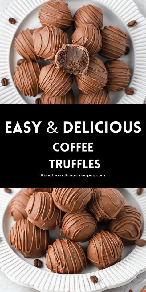 My rich and creamy, smooth and decadent, Easy Coffee Truffles are the ideal after-dinner confection. Containing just 4 ingredients, they are a chocolate lover’s dream! Coffee and chocolate come together to produce a luxurious sweet treat. Serve a platter of these delicious Coffee Truffles to your guests and watch as they disappear! Coffee Truffles, I Lost 100 Pounds, Homemade Chocolate Truffles, Homemade Truffles, Dessert Truffles, Chocolate Candy Recipes, Making Cakes, Candy Truffles, Lost 100 Pounds