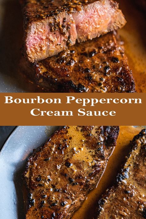 Bourbon Peppercorn Cream Sauce -  #Bourbon #Cream #Peppercorn #Sauce Bourbon Steak Sauce Recipes, Bourbon Peppercorn Sauce For Steak, Bourbon Peppercorn Sauce, Cognac Sauce For Steak, Brandy Peppercorn Sauce For Steak, Steak With Sauce Recipes, Pan Sauce For Steak, Whiskey Peppercorn Sauce For Steak, Bourbon Steak Sauce