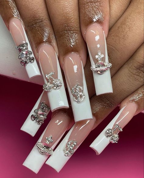 Birthday Nails Black, Christ Nails, Nails Inspo Pink, White Frenchies, Birthday Baddie, Practice Nails, Nail Cam, Square Nose, Nose Makeup