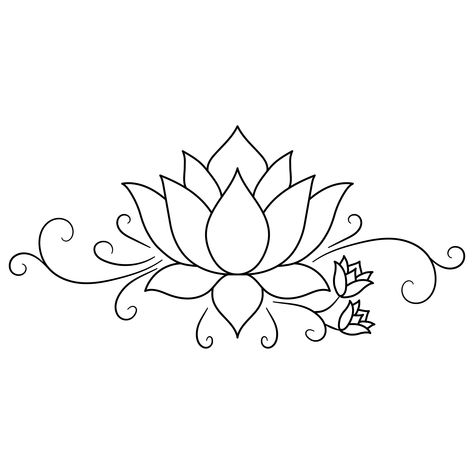 Lotus Flower Outline Drawing, How To Draw A Lotus Flower, Lotus Drawing Simple, Lotus Flower Art Design, Lotus Flower Drawing Design, Lotus Flower Drawing Simple, Lotus Embroidery Design, Easy Flower Drawings Simple, Lotus Flower Png