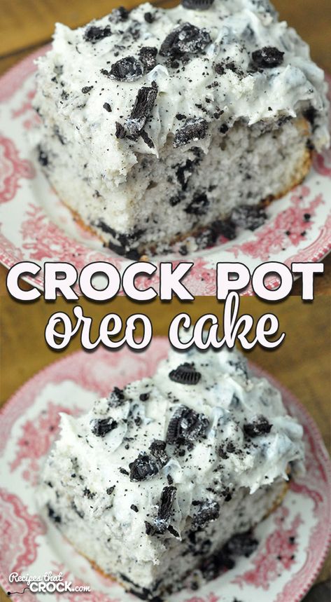 This Crock Pot Oreo Cake is rich, decadent and surprisingly easy to make! It is the perfect cake to make to treat you and yours or to bring to a potluck! Cakes In Crockpot Easy Recipes, Easy Desserts Summer, Crockpot Dessert, Crockpot Cake, Crockpot Desserts, Crockpot Dessert Recipes, Crock Pot Desserts, Slow Cooker Desserts, Savory Cakes