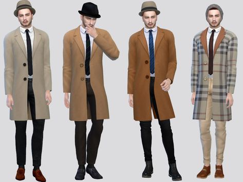 Sims 4 — Payne Long Trench Coat by McLayneSims — TSR EXCLUSIVE Standalone item 15 Swatches MESH by Me NO RECOLORING Sims 4 Trench Coat, Sims 4 Cc Trench Coat Male, Checkered Suit, Long Coat Men, Brown Trench Coat, Men's Trench Coat, Sims 4 Decades Challenge, Sims 4 Male Clothes, Sims 4 Challenges