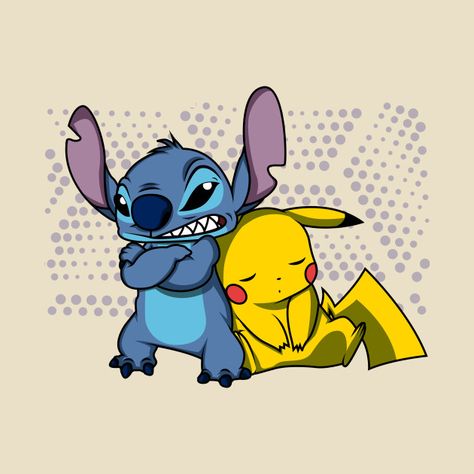 STITCH & PIKA Lilo And Stitch Hawaii, Pikachu Drawing, Baby Disney Characters, Hawaii Print, Tom And Jerry Cartoon, Pikachu Wallpaper, Idee Cricut, Stitch Drawing, Disney Posters