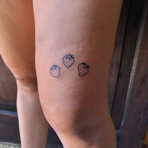 Strawberry Tatoos Black, Strawberry Elbow Tattoo, Star Tats, Stick Poke, Strawberry Tattoo, Stick Poke Tattoo, Bestie Tattoo, Tattoo Cream, Stick N Poke Tattoo