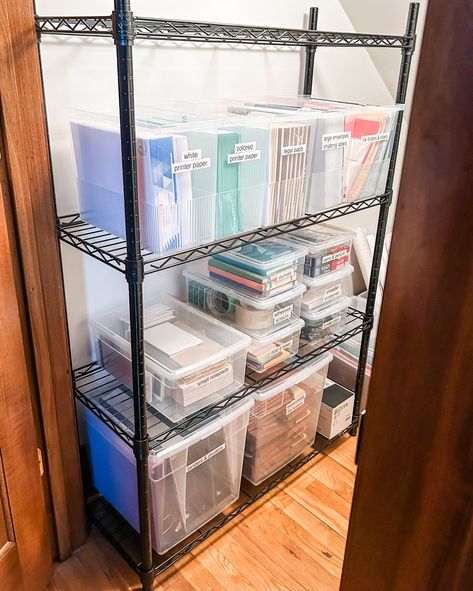 Sometimes a stand-alone shelf works better for the space than something built-in. We love these Trinity shelves from Home Depot. They're sturdy and versatile and perfect for office closets under the stairs!   🌟 Shop this post at link in bio!  #closet #closetinspo #closetorganization #closetgoals #organizing #organizingtips #professionalorganizing #organizinginspiration #nashville #nashvilleorganizing #movingconcierge #unpacking #tidyhomenashville #moveconcierge #unpackingnashville Office Supply Closet Organization, Office Supplies Closet, File Box Organization, Organizing Garage, Closet Office Organization, Supply Closet, Organized Spaces, Beauty 2023, Vet Office