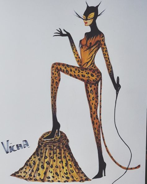 Catwoman Outfit, Leopard Drawing, Drag Queen Outfits, Burlesque Costumes, Races Fashion, Model Outfit, Chic Art, Fashion Sketchbook, Leopard Fashion