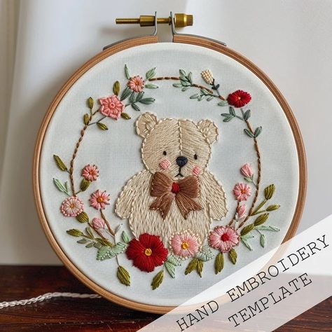 PatternsAndStitches - Etsy Punch Pano, Bear Embroidery, Sewing Embroidery, Sewing Embroidery Designs, Embroidered Clothes, Embroidery Ideas, Hand Embroidery Patterns, Hand Embroidery Designs, Embroidery Patterns