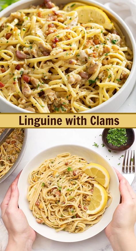 Linguine with Clams in Garlic-White Wine Sauce Canned Clam Recipes, Red Clam Sauce Recipe, Linguine With Clams, Red Clam Sauce, Clam Sauce Recipe, Clam Pasta, Clam Sauce, Clam Recipes, Shellfish Recipes