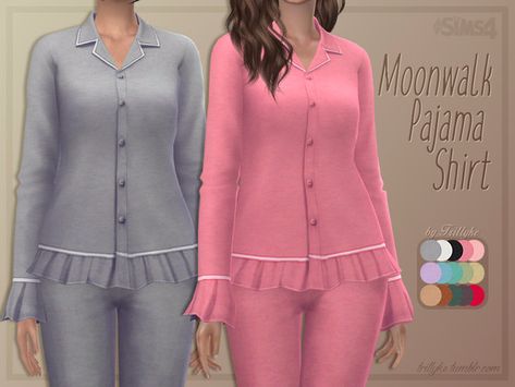 Trillyke - Moonwalk Pajama Shirt Sims 4 Trillyke, Cute Pajama, Alpha Cc, Cc Clothes, Sims 4 Mm Cc, Top With Ruffles, Sims 4 Mm, Sims4 Clothes, Los Sims