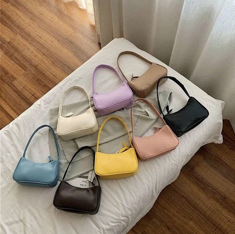 Y2K Shoulder Bag Baguette Bag Mini Purse Pastel Vintage Korean Fashion Underarm Bag Retro Handbag Soft PU Leather 2000s 90s Trendy Bratz Fashion Girl Design, Bag Styles, Y2k Shoulder Bag, Tas Bahu, Retro Shoulder Bag, Retro Handbags, Retro Bags, Small Shoulder Bags, Small Tote Bag