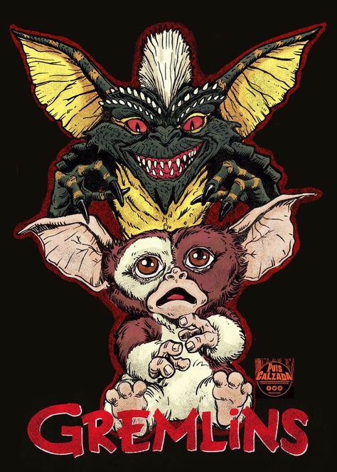 Gremlins 1984, Gremlins Art, I Love Horror, 80s Aesthetic Wallpaper, Tales Of Halloween, Cute Monsters Drawings, Horror Prints, P Tattoo, Monster Under The Bed